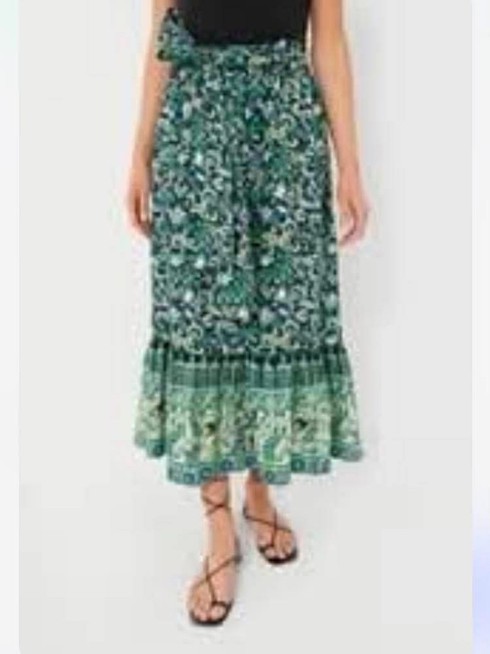 Tuckernuck Green Floral Tie-Waist Maxi Skirt